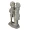 18.5" Weathered Gray Stone Boy & Girl First Kiss Outdoor Garden Statue